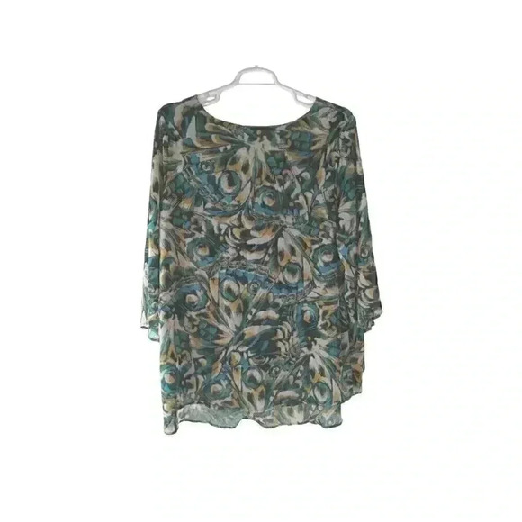 Avenue Women's Ave Studio V Neck 3/4 Semi Sheer Sleeves Rosie Layer Top sz 22/24 - Picture 2 of 11